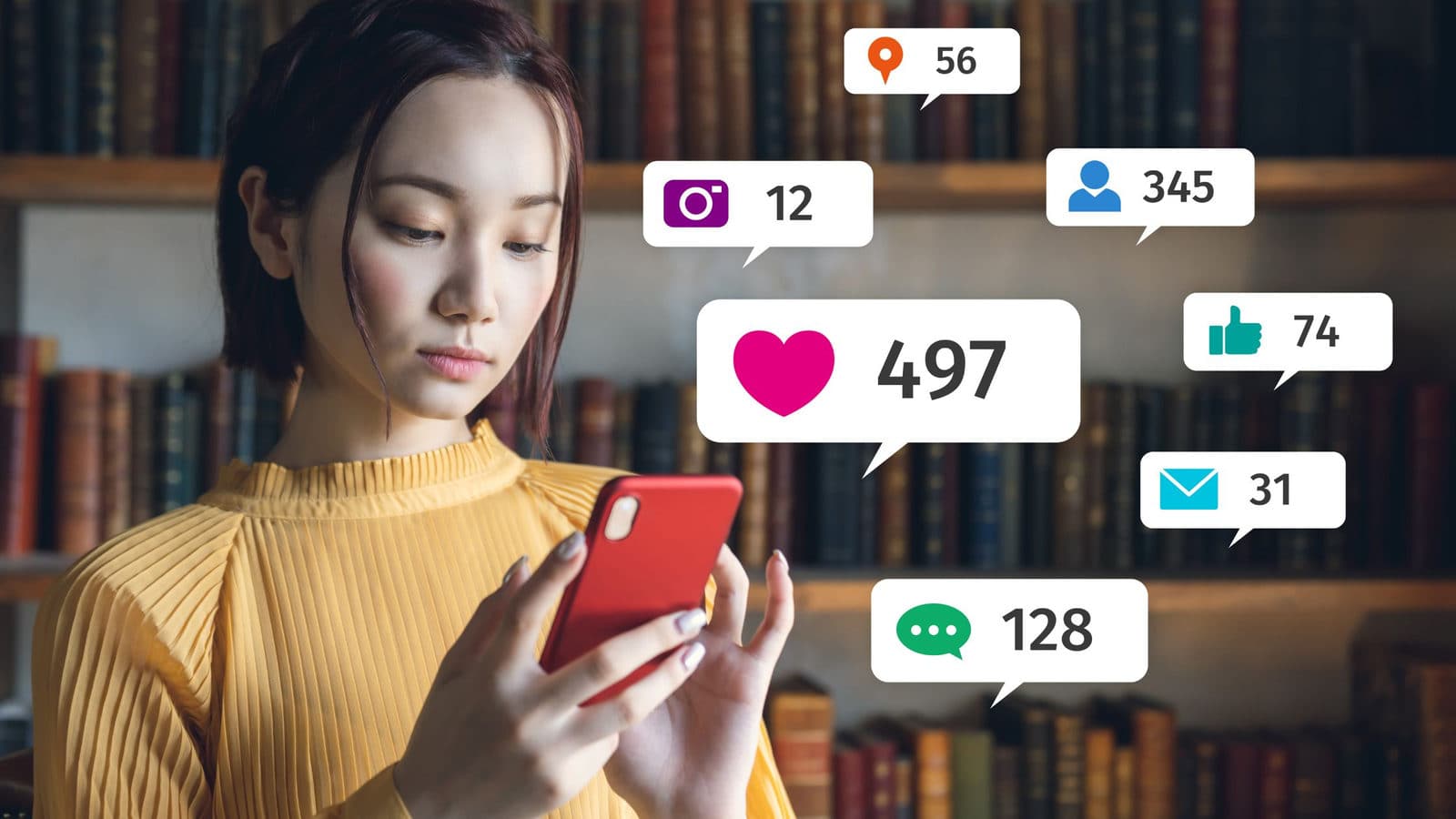 Une jeune fille qui navigue sur les réseaux sociaux